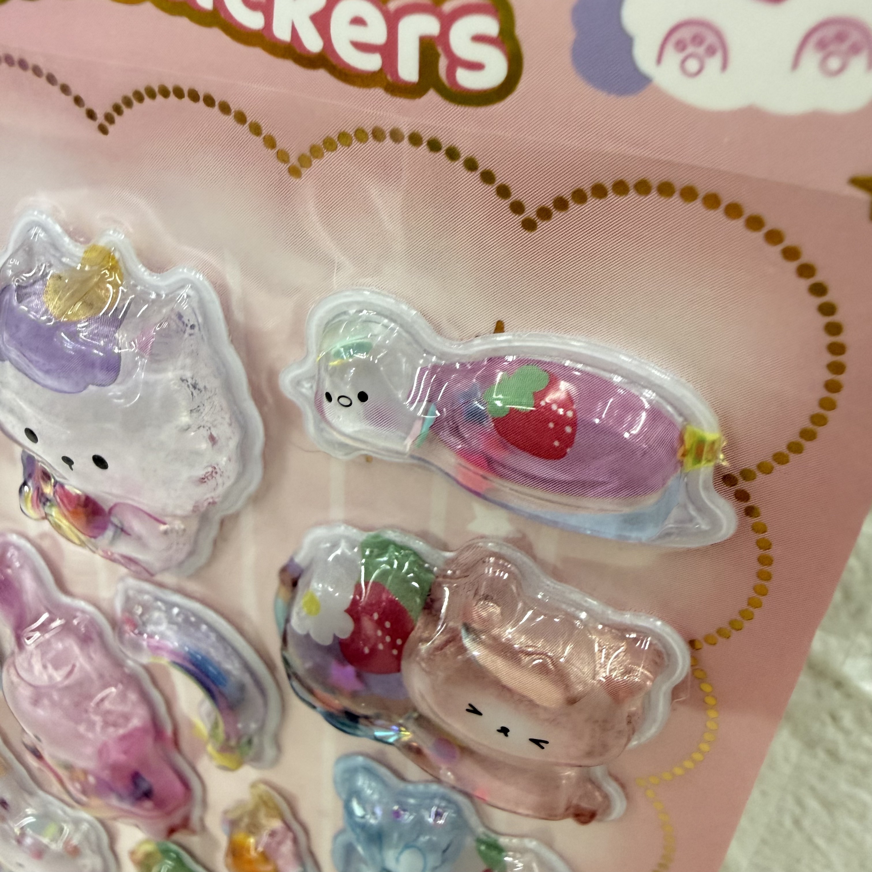 Cartoon 3D stereoscopic shaking water stickers, colorful and cute shaking fun reward decoration stickers, water-filled shaking water stickers pic 7