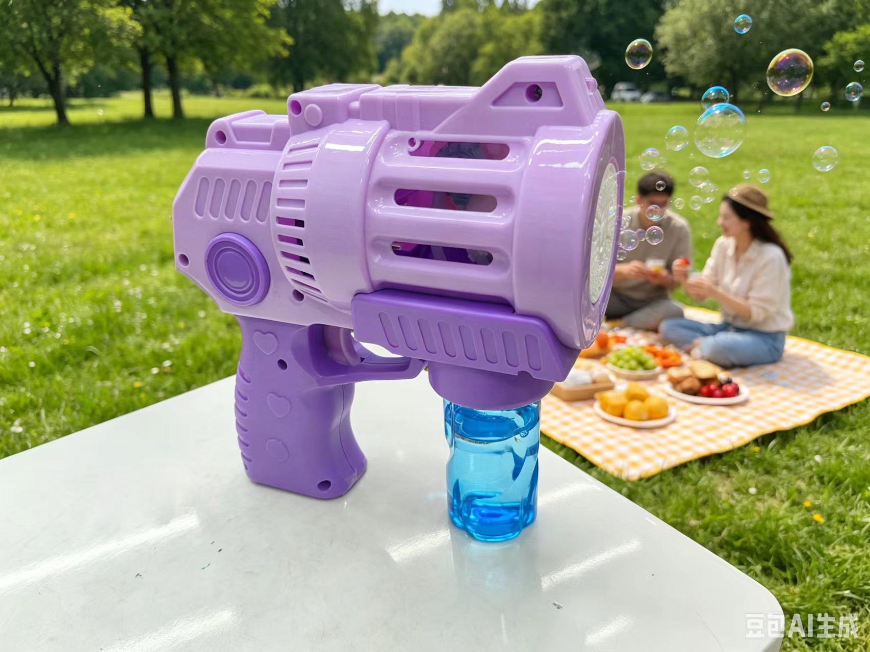 Purple Gatling bubble machine, children's fully automatic bubble blowing gun, electric handheld outdoor internet-famous toy detail image 5