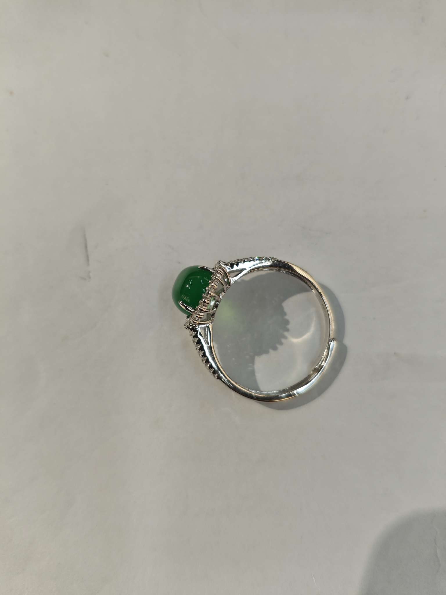 Nuevo anillo S925 plata esterlina accesorios mano moda simple verde calcedonia abierto anillo de plata detail image 6