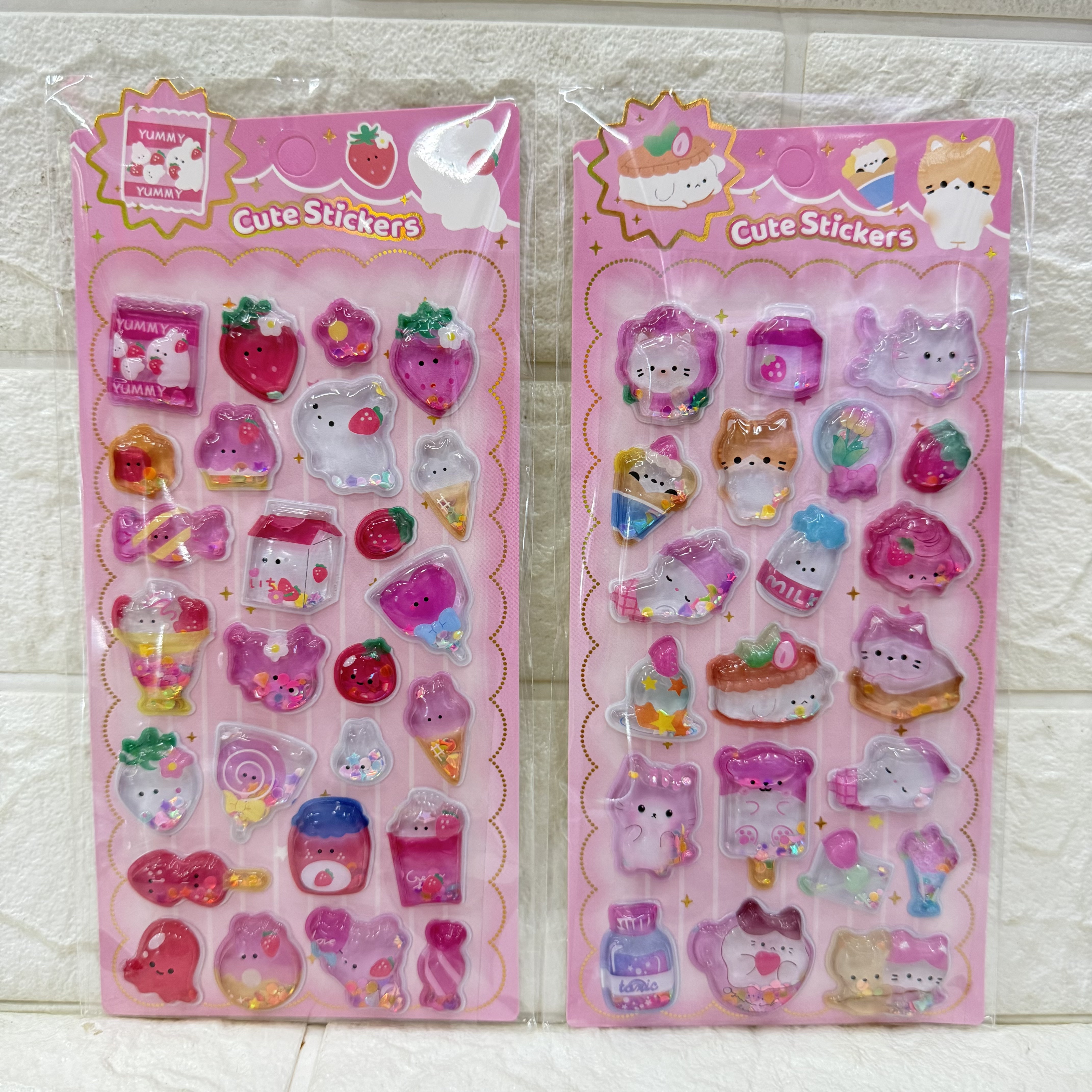 Cartoon 3D stereoscopic shaking water stickers, colorful and cute shaking fun reward decoration stickers, water-filled shaking water stickers