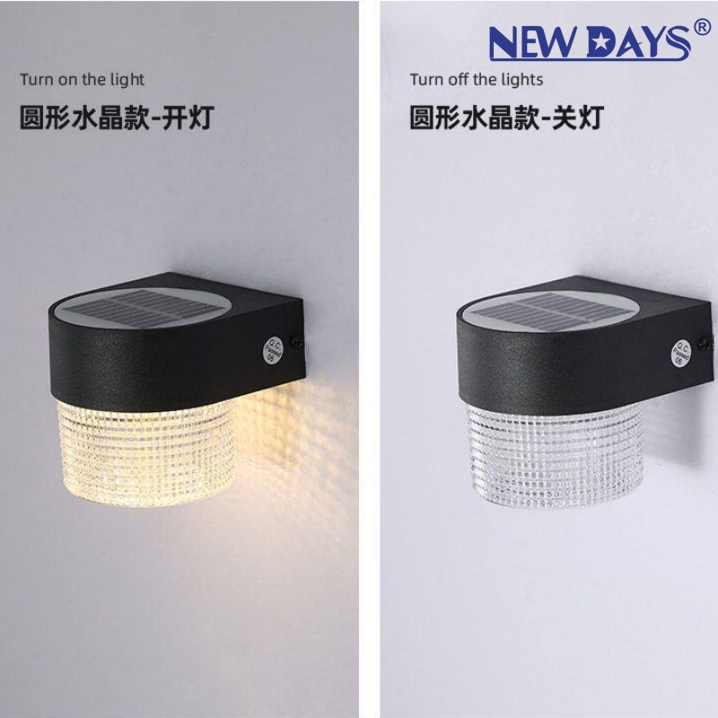 NEWDAYS brand cross-border new led solar wall lamps, outdoor waterproof energy-saving high-brightness lighting lamps, balcony lamps, crystal atmosphere garden lamps and wall lamps Application Scenario