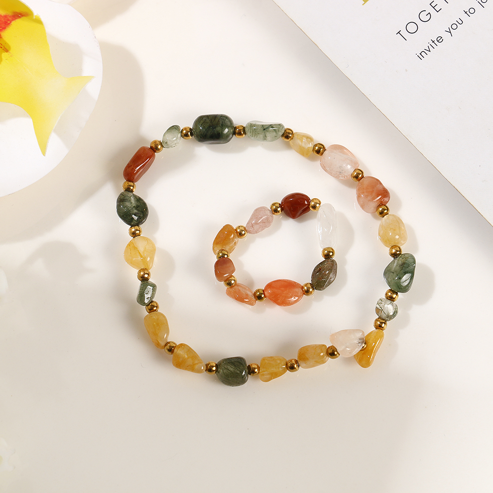 Yunyi Shijia Natural Crystal Elastic Bracelet Ring Set, available in multiple colors, new crystal bracelet jewelry bracelet pic 6