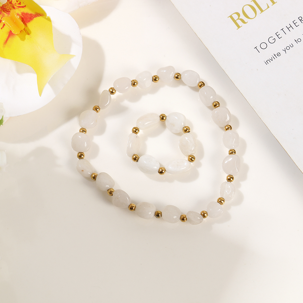 Yunyi Shijia Natural Crystal Elastic Bracelet Ring Set, available in multiple colors, new crystal bracelet jewelry bracelet