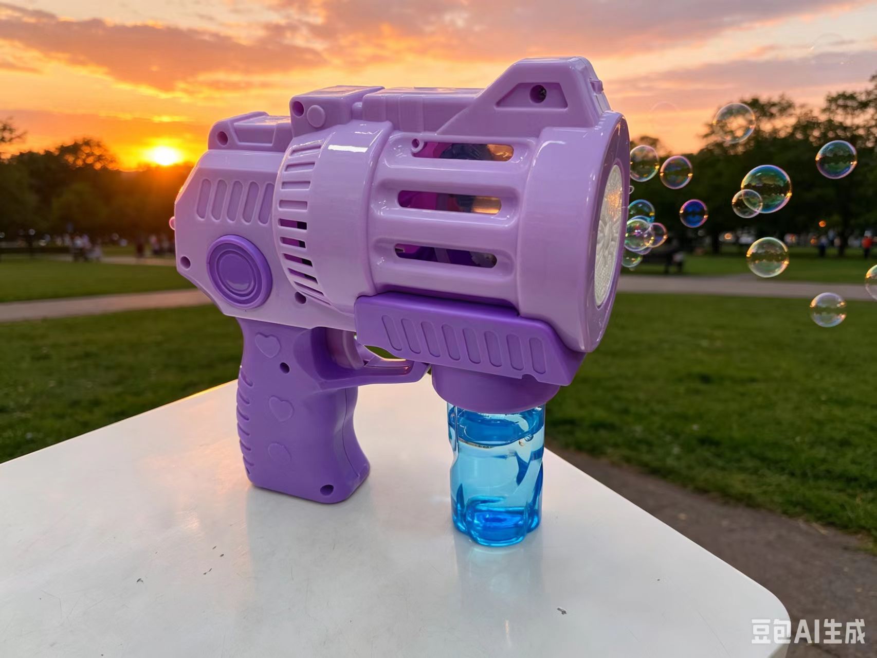 Purple Gatling bubble machine, children's fully automatic bubble blowing gun, electric handheld outdoor internet-famous toy