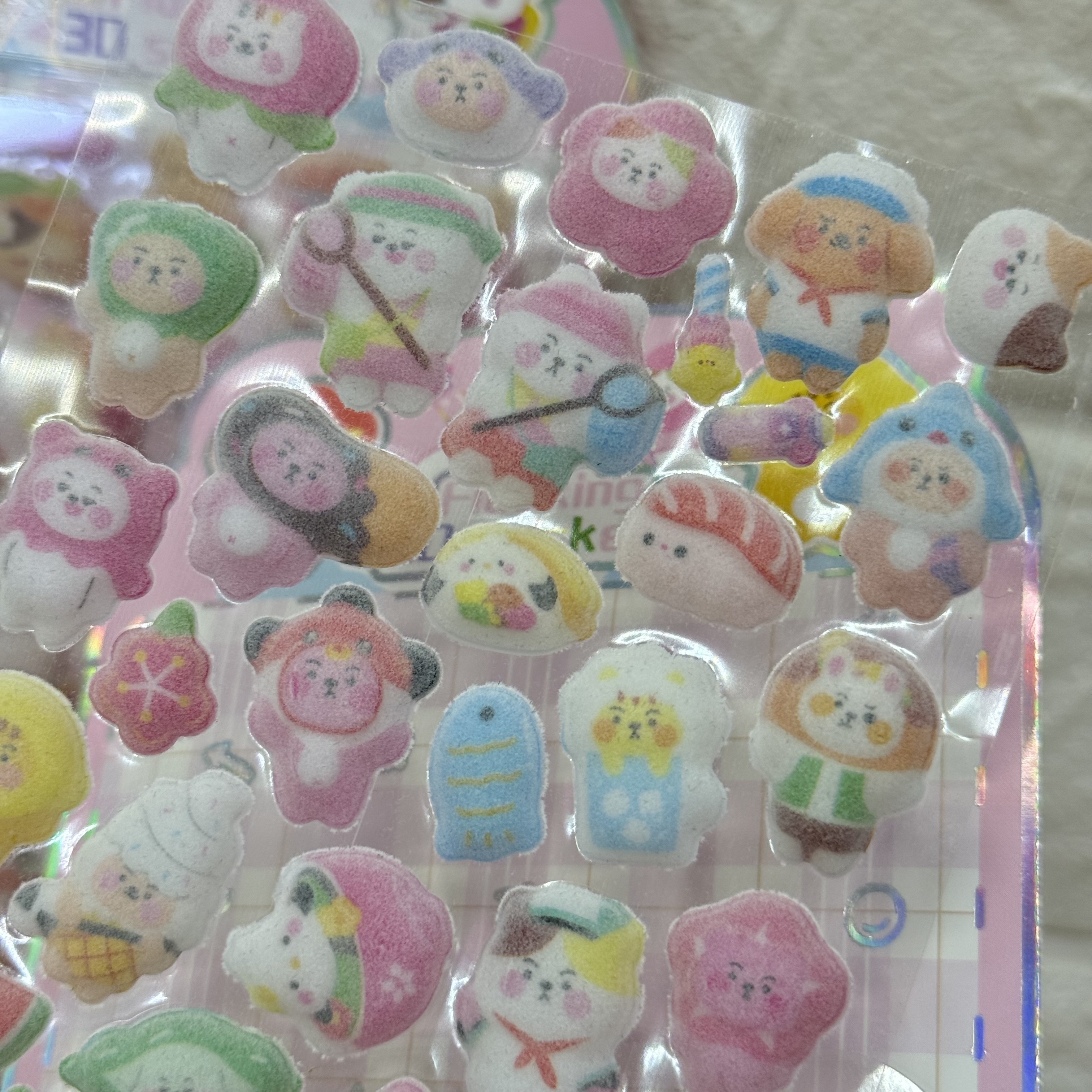 Cute diy diy mobile phone decorative stickers with cartoon flocking 3D relief stickers. Soft and adorable 3D decorative stickers pic 8