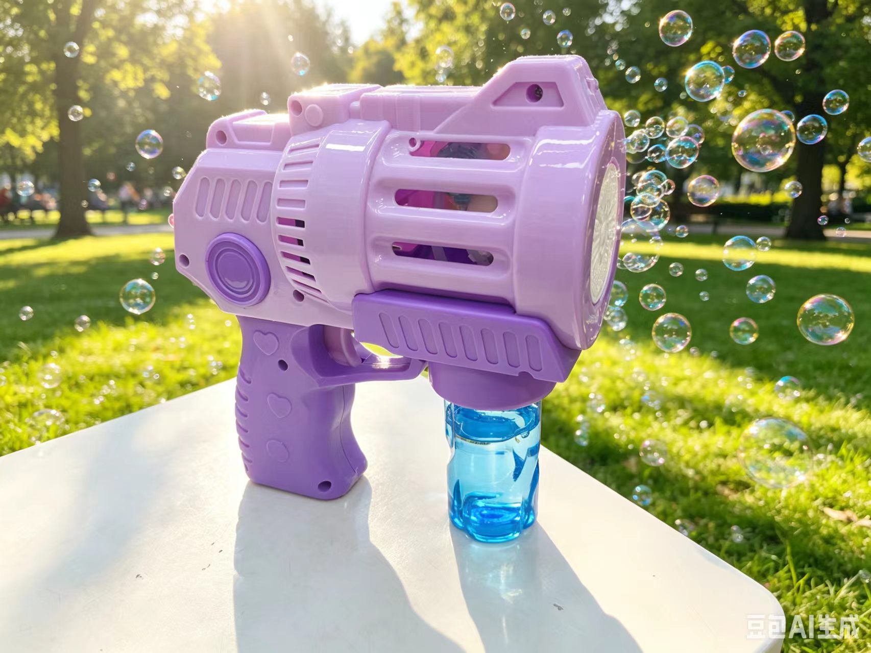 Purple Gatling bubble machine, children's fully automatic bubble blowing gun, electric handheld outdoor internet-famous toy Specification image