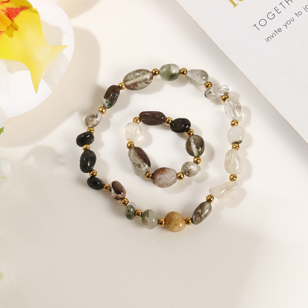 Yunyi Shijia Natural Crystal Elastic Bracelet Ring Set, available in multiple colors, new crystal bracelet jewelry bracelet pic 7