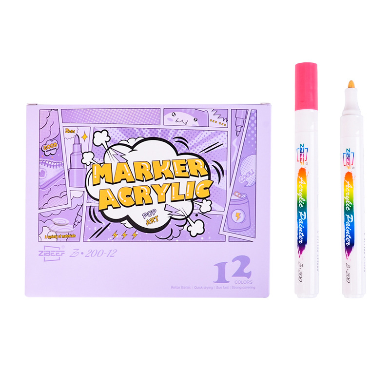 Wholesale of acrylic markers in 24-color and 36-color sets, stone graffiti art drawing pens, waterproof paint pens Item Picture