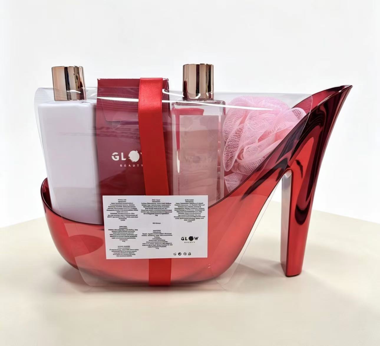 Red high-heeled shoe shaped beauty care gift box, souvenir packaging box, gift box details Picture
