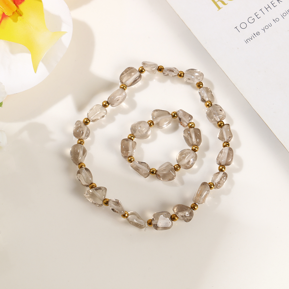 Yunyi Shijia Natural Crystal Elastic Bracelet Ring Set, available in multiple colors, new crystal bracelet jewelry bracelet pic 10