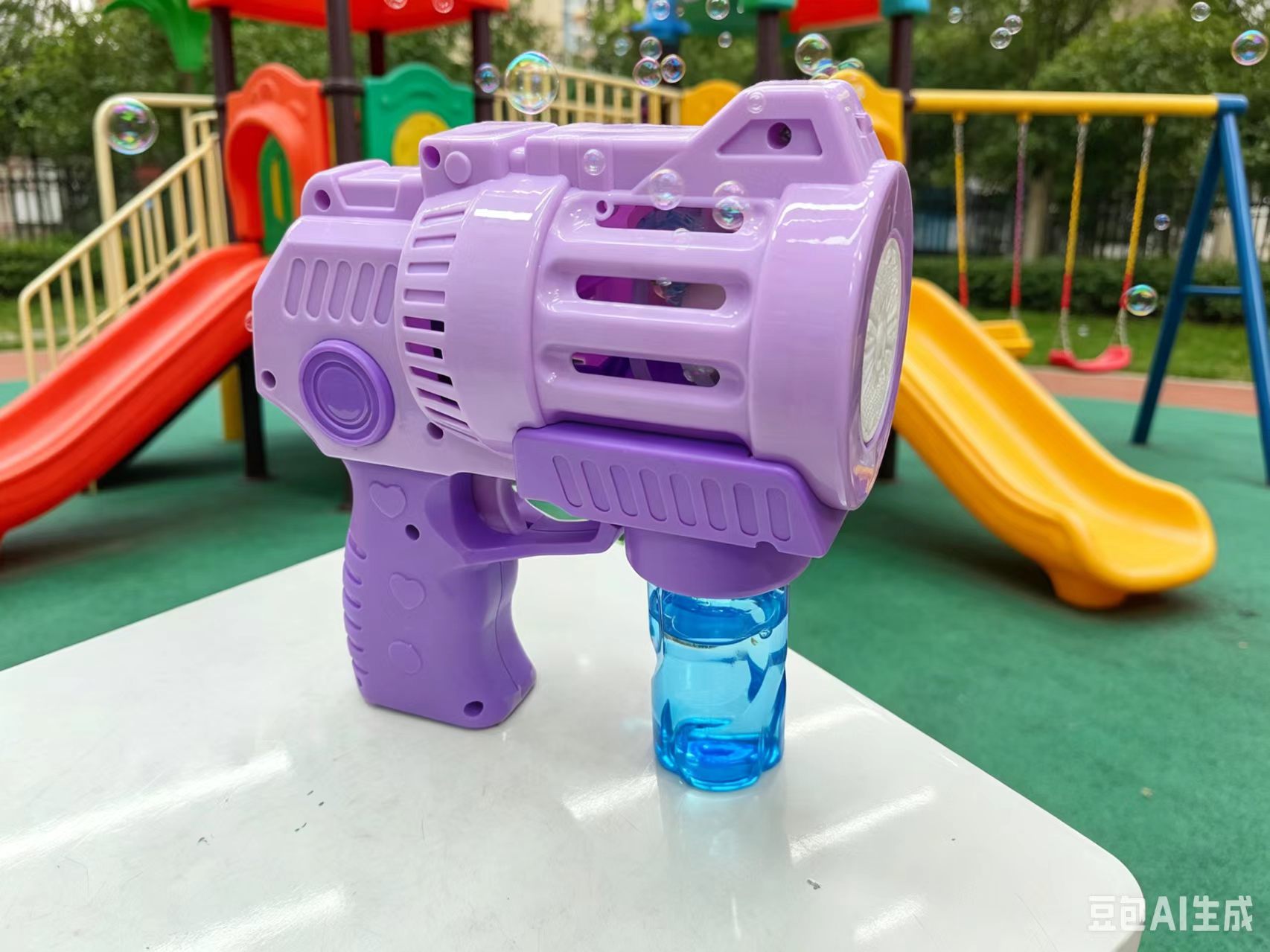 Purple Gatling bubble machine, children's fully automatic bubble blowing gun, electric handheld outdoor internet-famous toy detail image 4