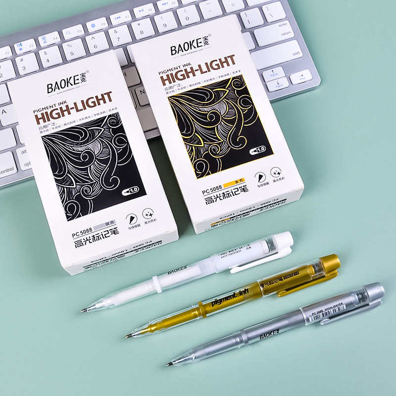 Bao Ke Painting Mark Flash Planner Pen, Gold, Silver, white high-gloss pen, art color gel pen Application Scenario