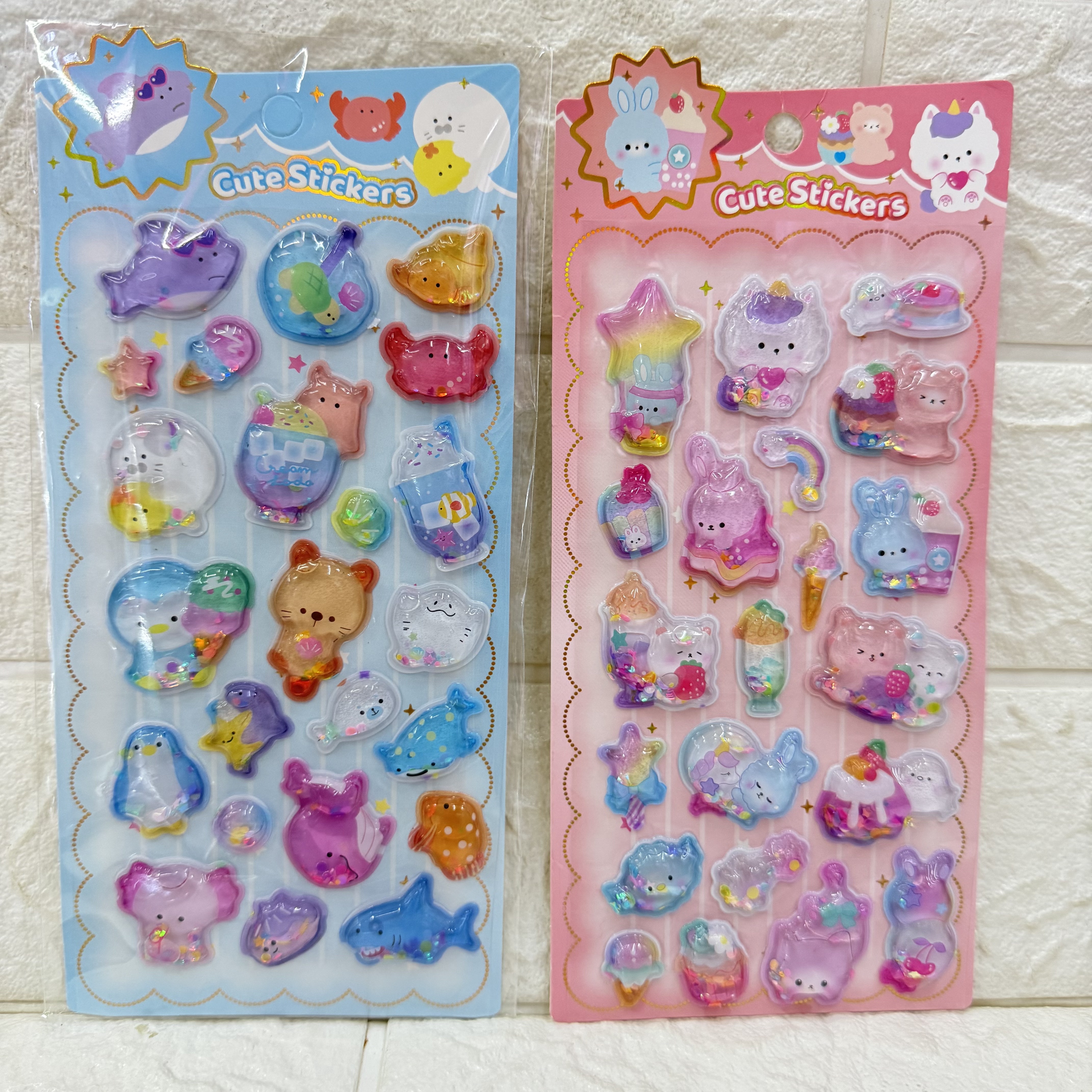 Cartoon 3D stereoscopic shaking water stickers, colorful and cute shaking fun reward decoration stickers, water-filled shaking water stickers Specification image