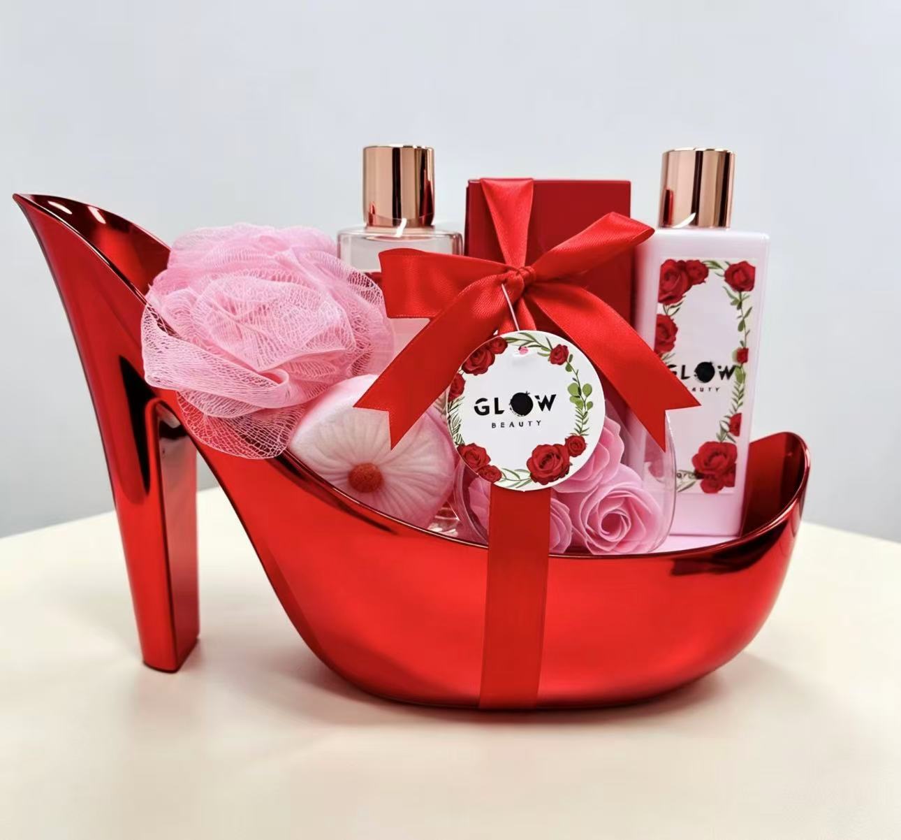 Red high-heeled shoe shaped beauty care gift box, souvenir packaging box, gift box