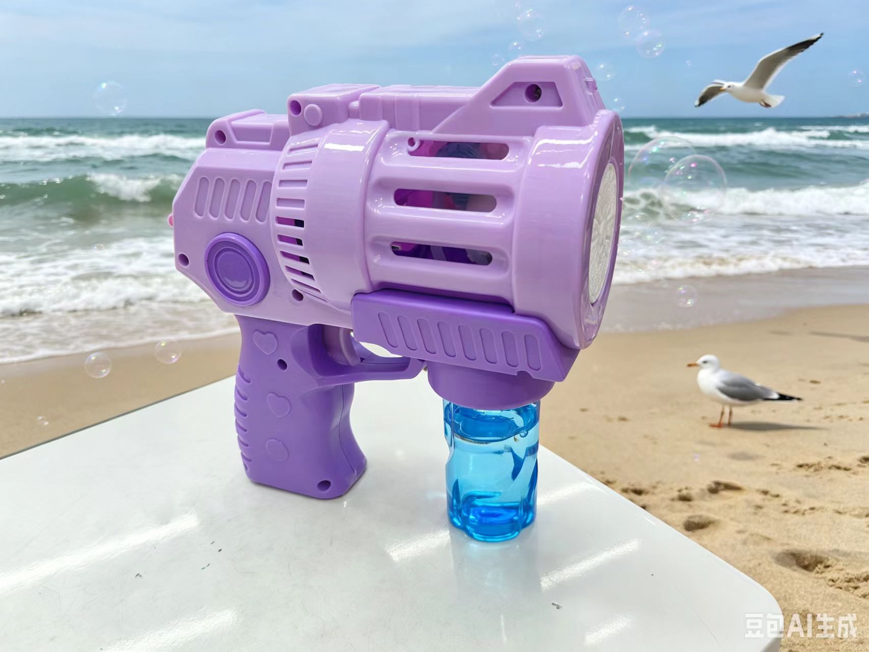 Purple Gatling bubble machine, children's fully automatic bubble blowing gun, electric handheld outdoor internet-famous toy detail image 3