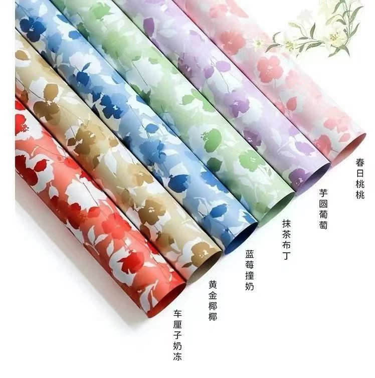 Flower wrapping paper (summer flower tea) Valentine's Day gift paper waterproof flower wrapping paper Specification image