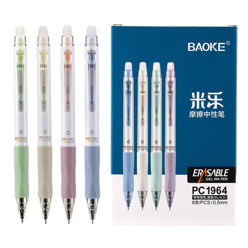 The Baok thermal erasable gel pen is a simple and elegant black pen for student exams. It is a water-based pen that evenly dispenses ink and is used for writing and answering questions Item Picture