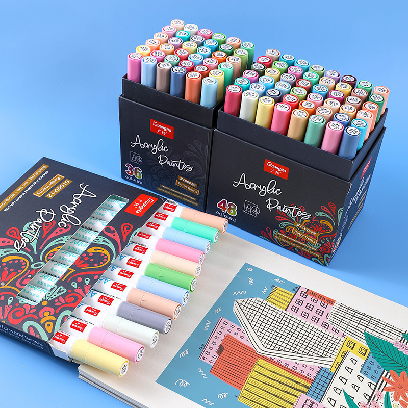 A set of 36-color and 48-color water-based paint acrylic markers with a wide range of Morandi colors