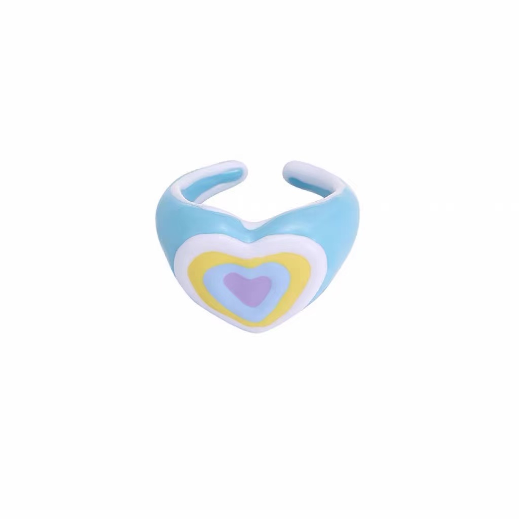 Copper alloy full-ring oil-dripping jewelry, fashionable, individual, simple and versatile. Ladies' ring, cute dopamine style. Korean-style opening, niche design. Factory direct sales, wholesale price from the source Application Scenario