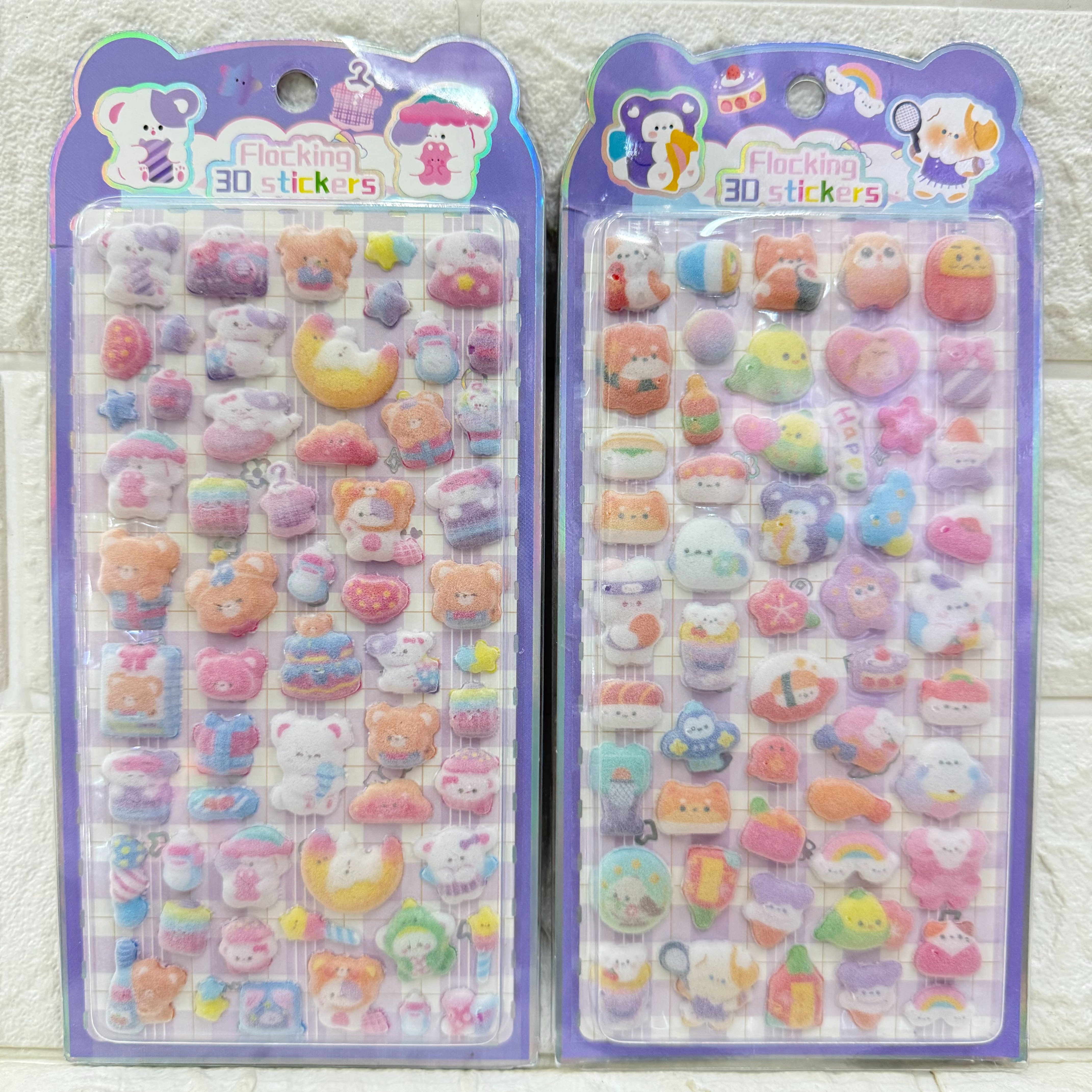 Cute diy diy mobile phone decorative stickers with cartoon flocking 3D relief stickers. Soft and adorable 3D decorative stickers details Picture