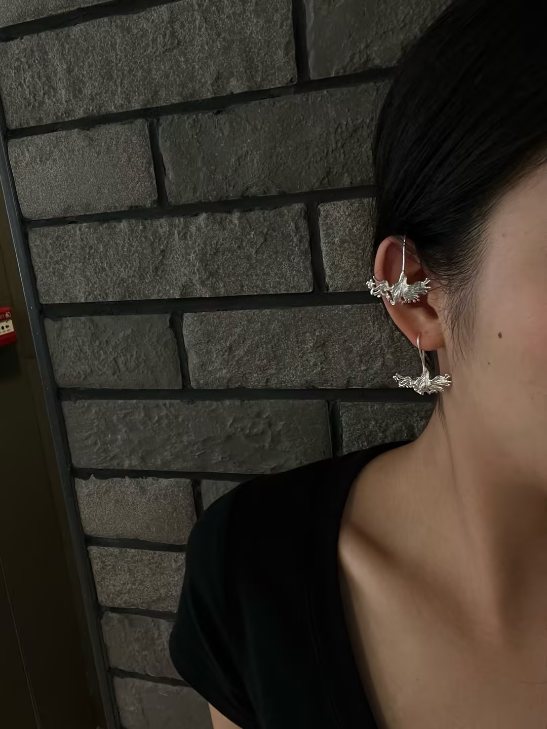 苗族 vintage 拉菲草珍珠银耳环 耳饰耳环银