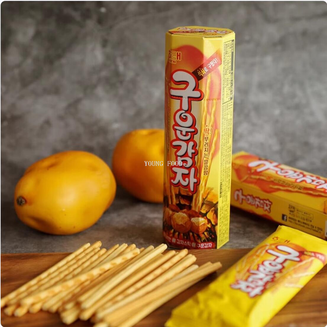 Free shipping! Korean imported Haetae charcoal-baked potato stick cookies 135g baking process, rich potato aroma, crispy potato sticks Item Picture