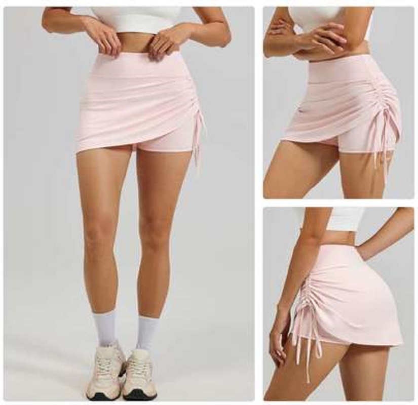Pink sports short skirt, high-waisted women's slimming yoga running fitness dress