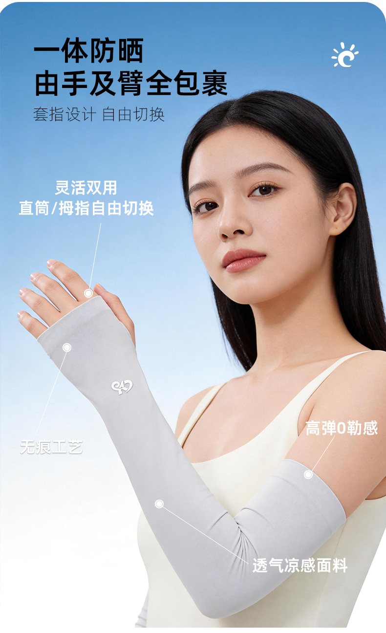 冰丝防晒袖套夏季薄款男女通用开车运动骑行防紫外线冰丝护臂手袖详情3