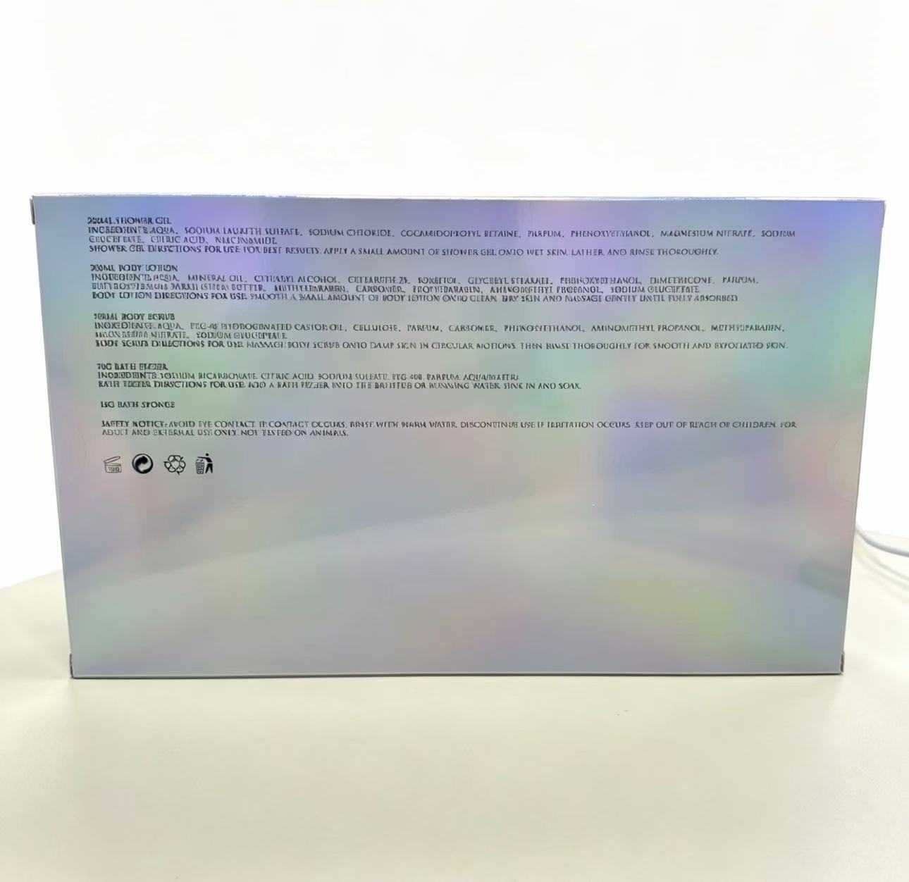 Purple starry sky theme bath set gift box contains soothing scented body wash and body lotion details Picture