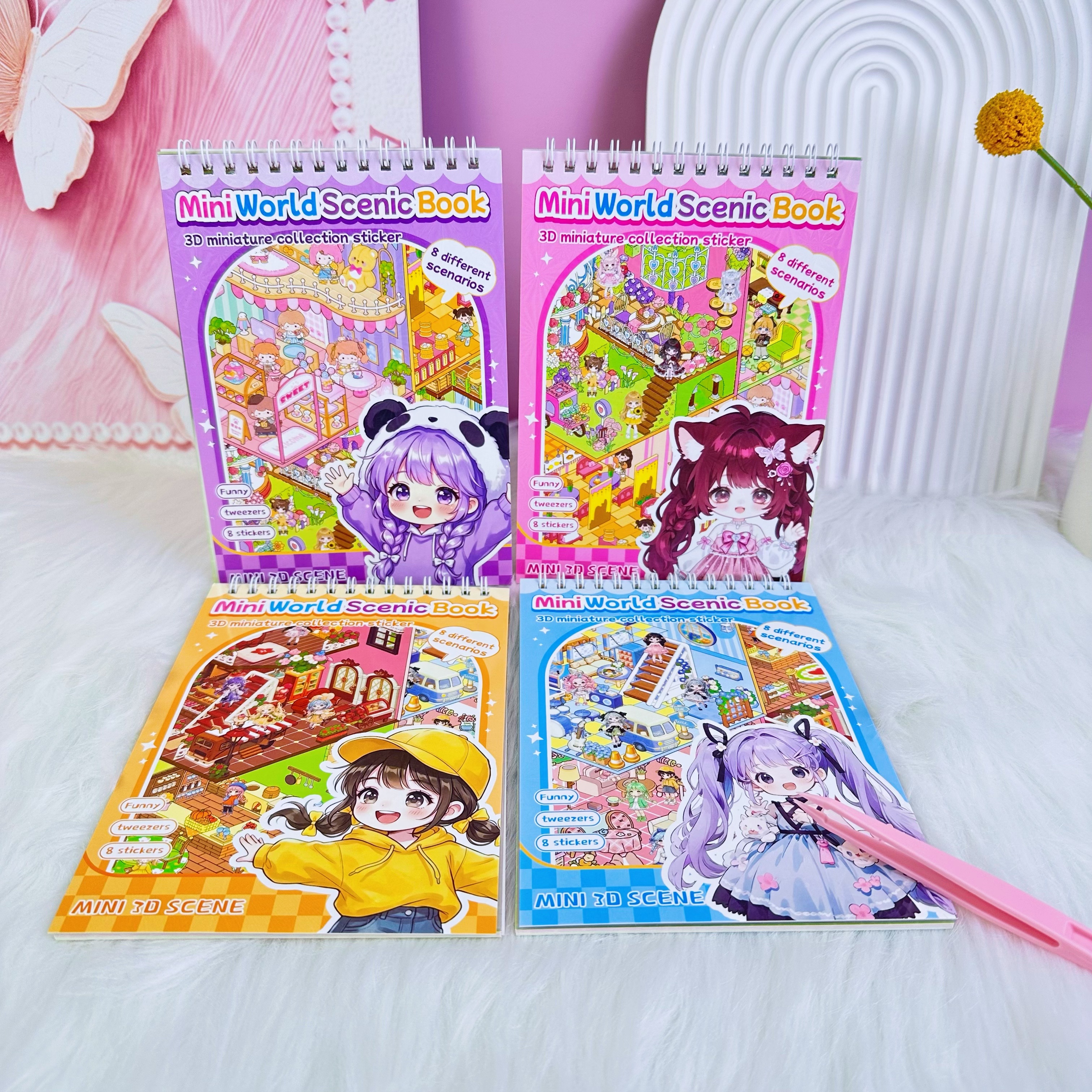 This collection of English version cartoon 3D scene stickers, this scene planner, Guka landscaping book, 3D miniature scene stickers Application Scenario