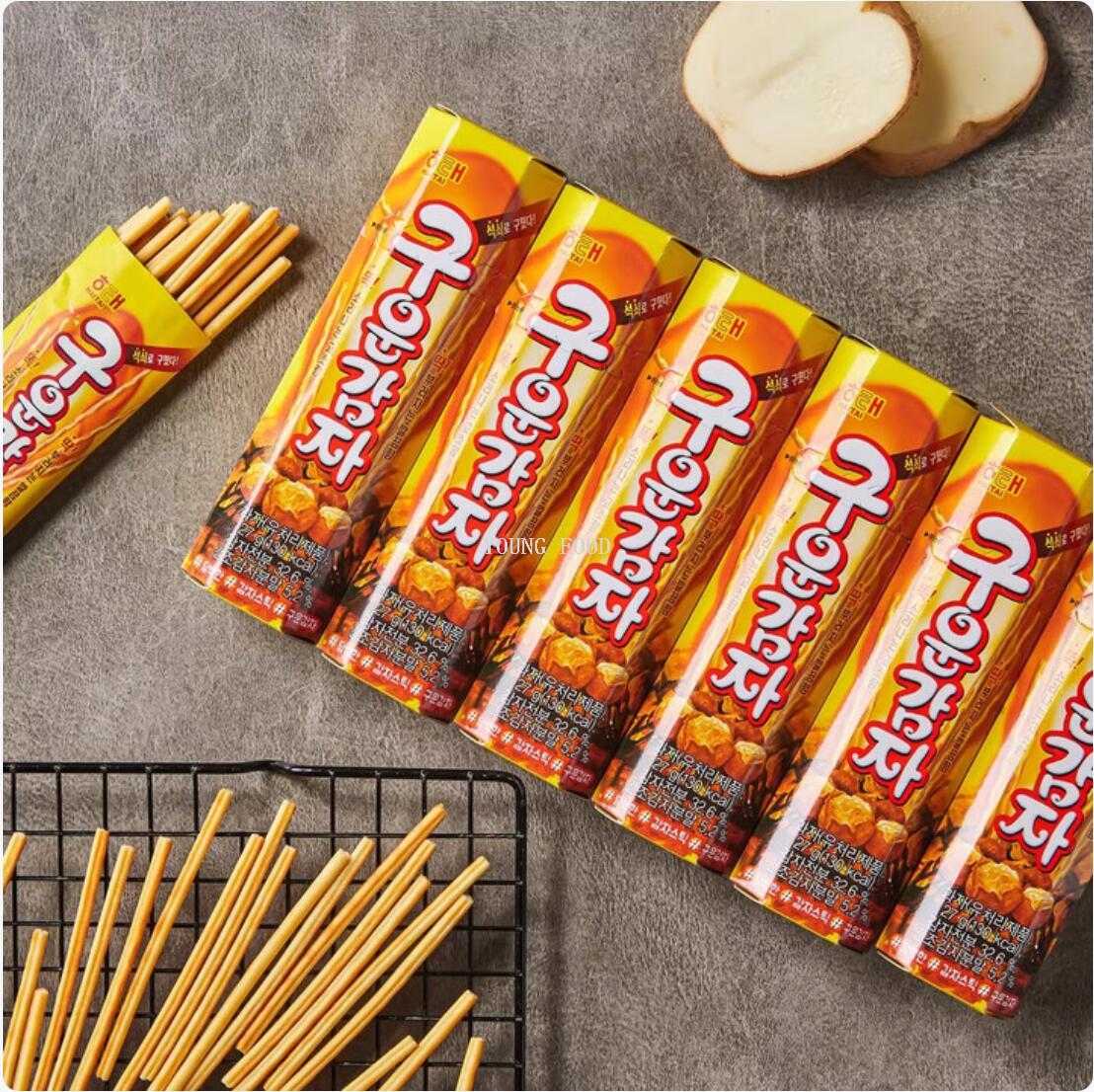 Free shipping! Korean imported Haetae charcoal-baked potato stick cookies 135g baking process, rich potato aroma, crispy potato sticks Application Scenario