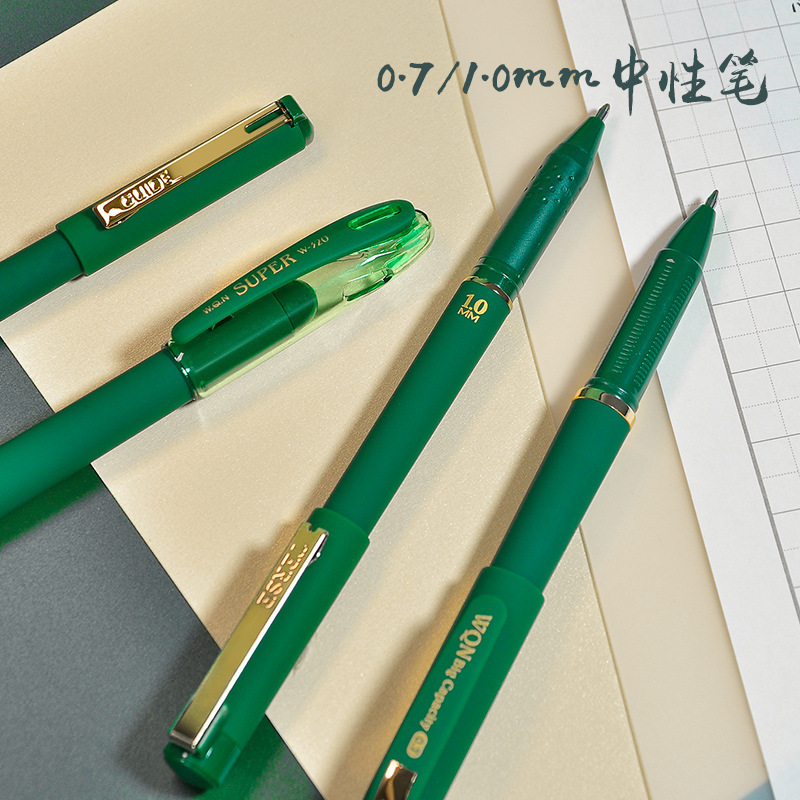 Wholesale of large-capacity black pens for junior and senior high school students to practice writing with bamboo leaf green pen clips details Picture