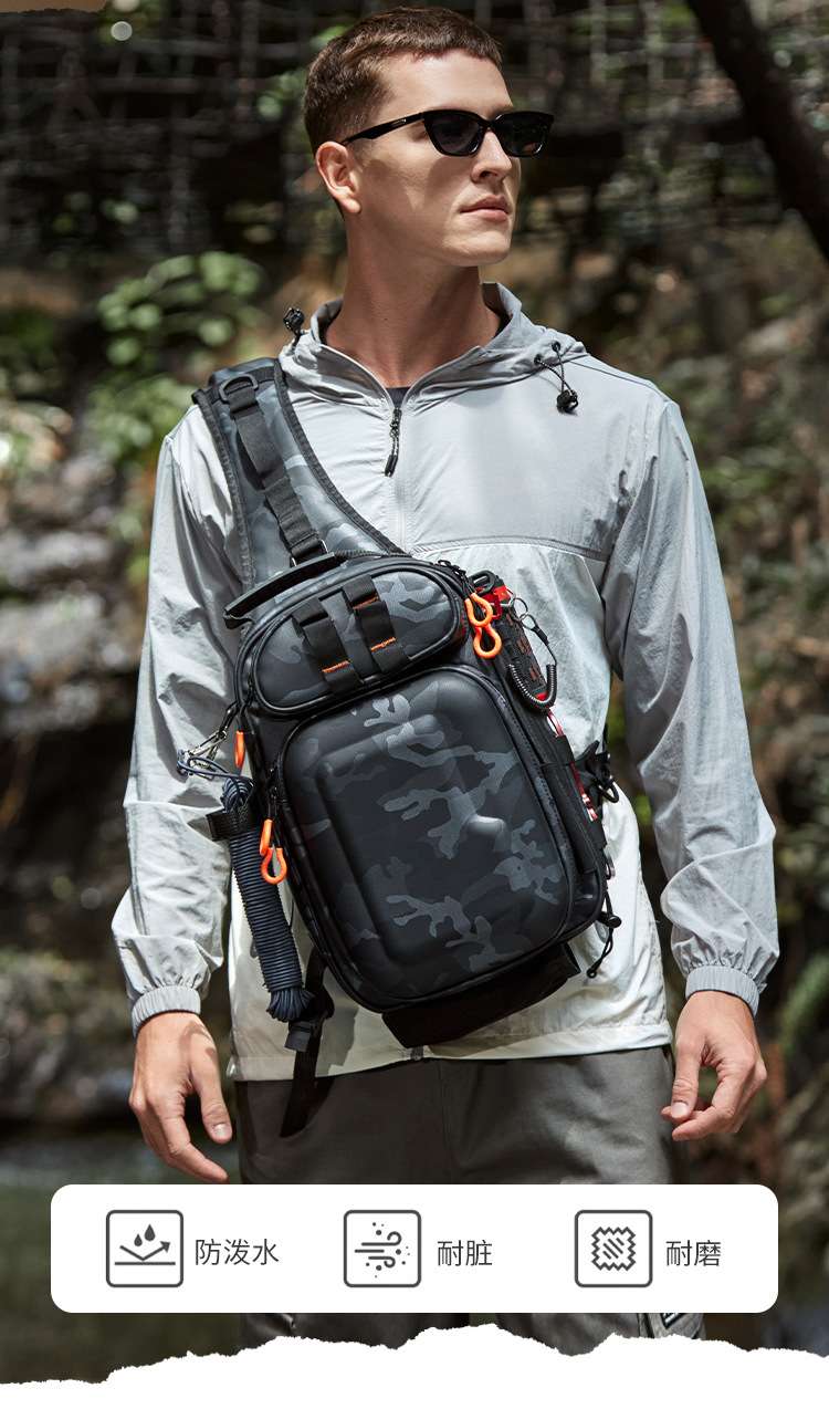 Lure bag: Multi-functional lure bag, dual-purpose high-end PVC hard shell waterproof backpack, crossbody bag, outdoor travel bag, cycling bag, fishing bag detail image 18