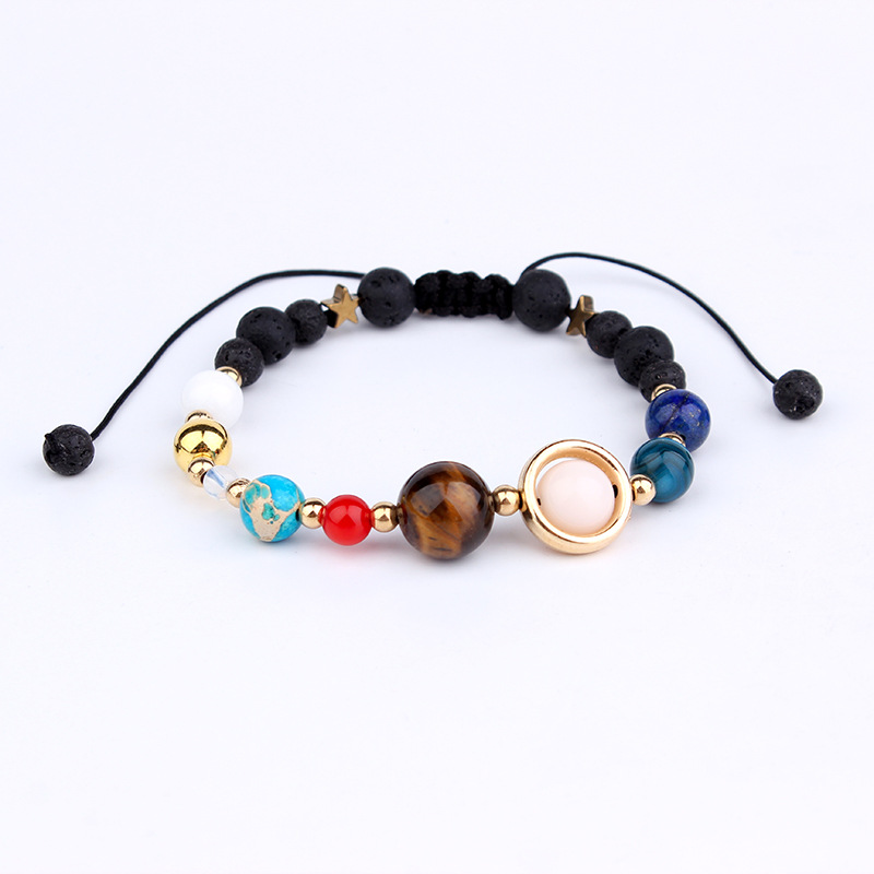 Starry Sky Nine Planets Volcanic Stone bracelet, simple and versatile couple bracelet, personalized energy stone bracelet manufacturer wholesale Specification image