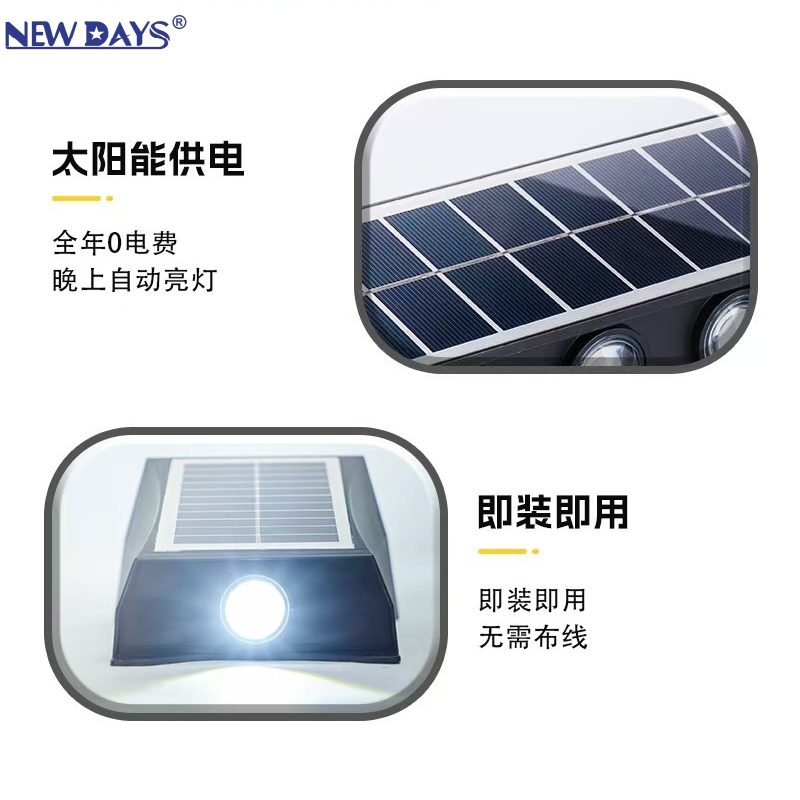 NEWDAYS brand cross-border new led integrated solar waist trapezoidal wall lamp, outdoor waterproof, energy-saving, high-brightness lighting decorative garden lamp, solar lamp street lamp Application Scenario
