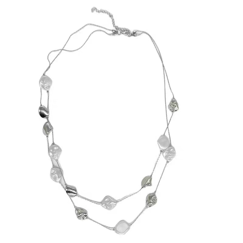 Shiluoqi Jewelry Double Pearl CCB necklace, vintage double-layer spliced pearl necklace, Irregular Baroque pearl necklace, new jewelry pearl necklace Item Picture