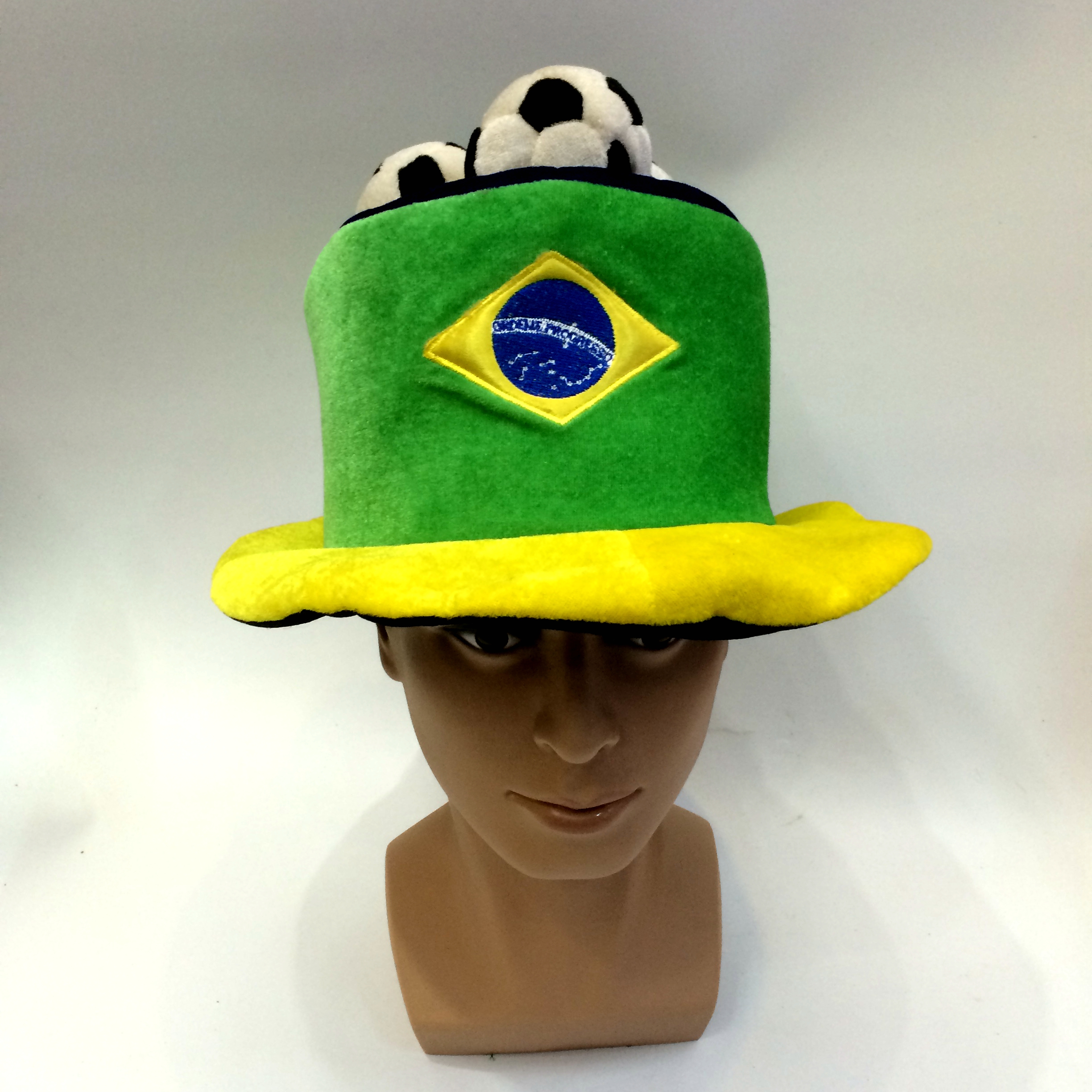 Chanifang festival peluca sombrero brasil tres fútbol fan sombrero festival sombrero 1102 details Picture