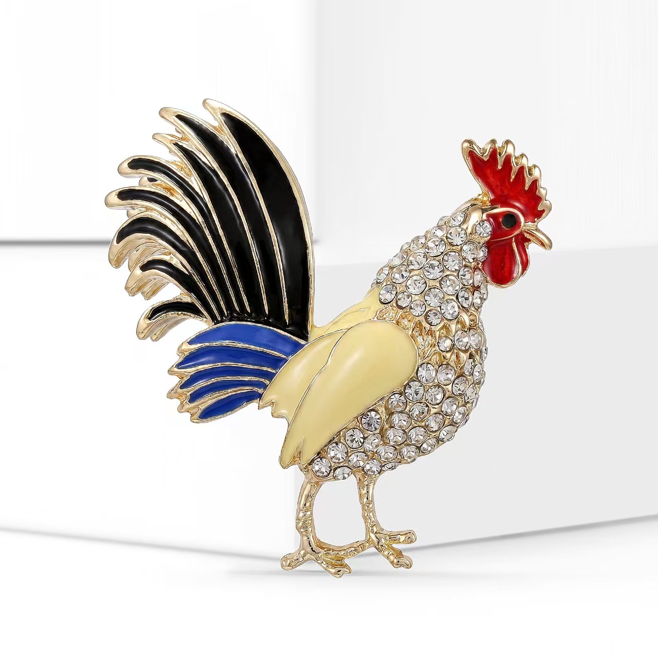 Fashionable and simple alloy oil-drip rooster brooch, cardigan, sweater, coat, corsage accessory, shawl buckle details Picture