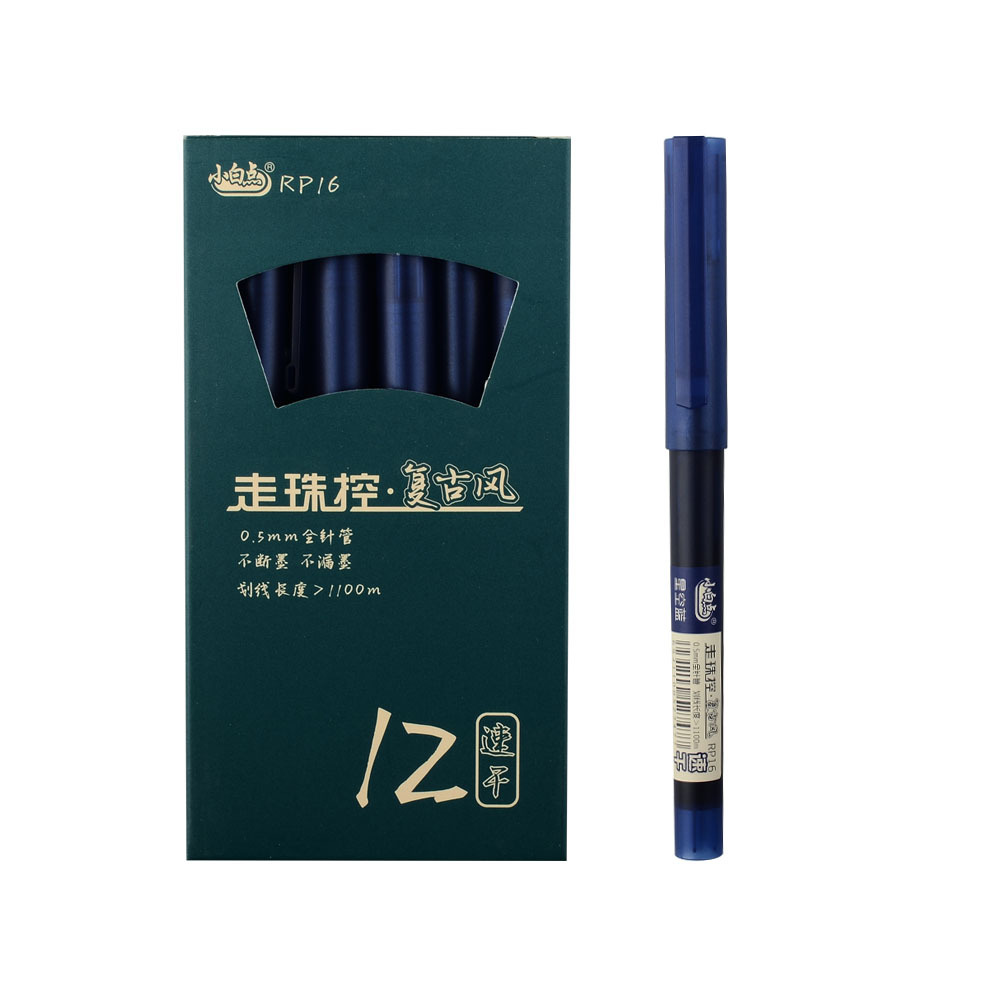 Small white dot straight liquid ballpoint pen, large-capacity color retro gel pen, full needle tube student notebook pen, quick-drying Item Picture