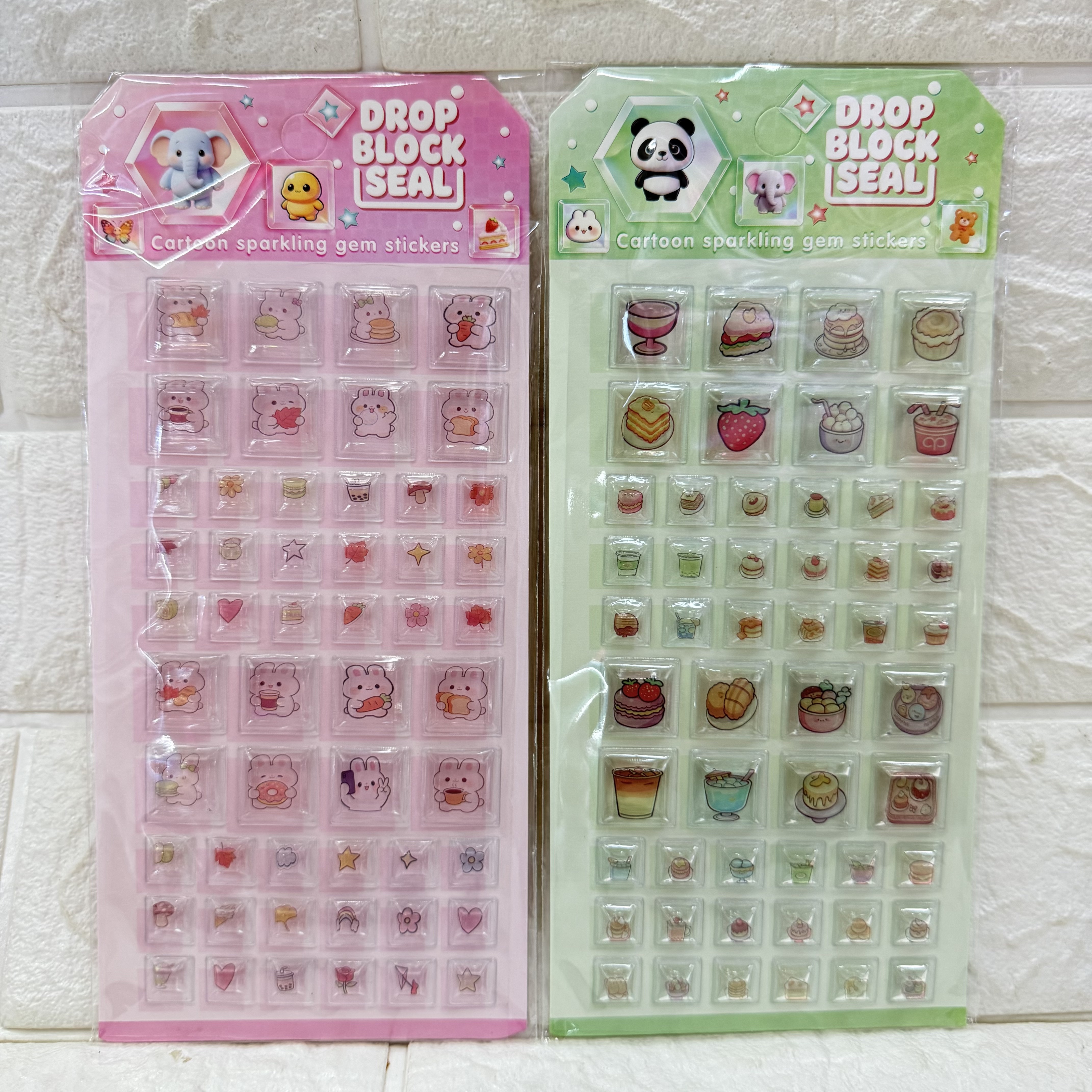 Cartoon 3D relief crystal three-dimensional stickers, square heart-shaped food animal diy mobile phone relief decorative stickers Specification image