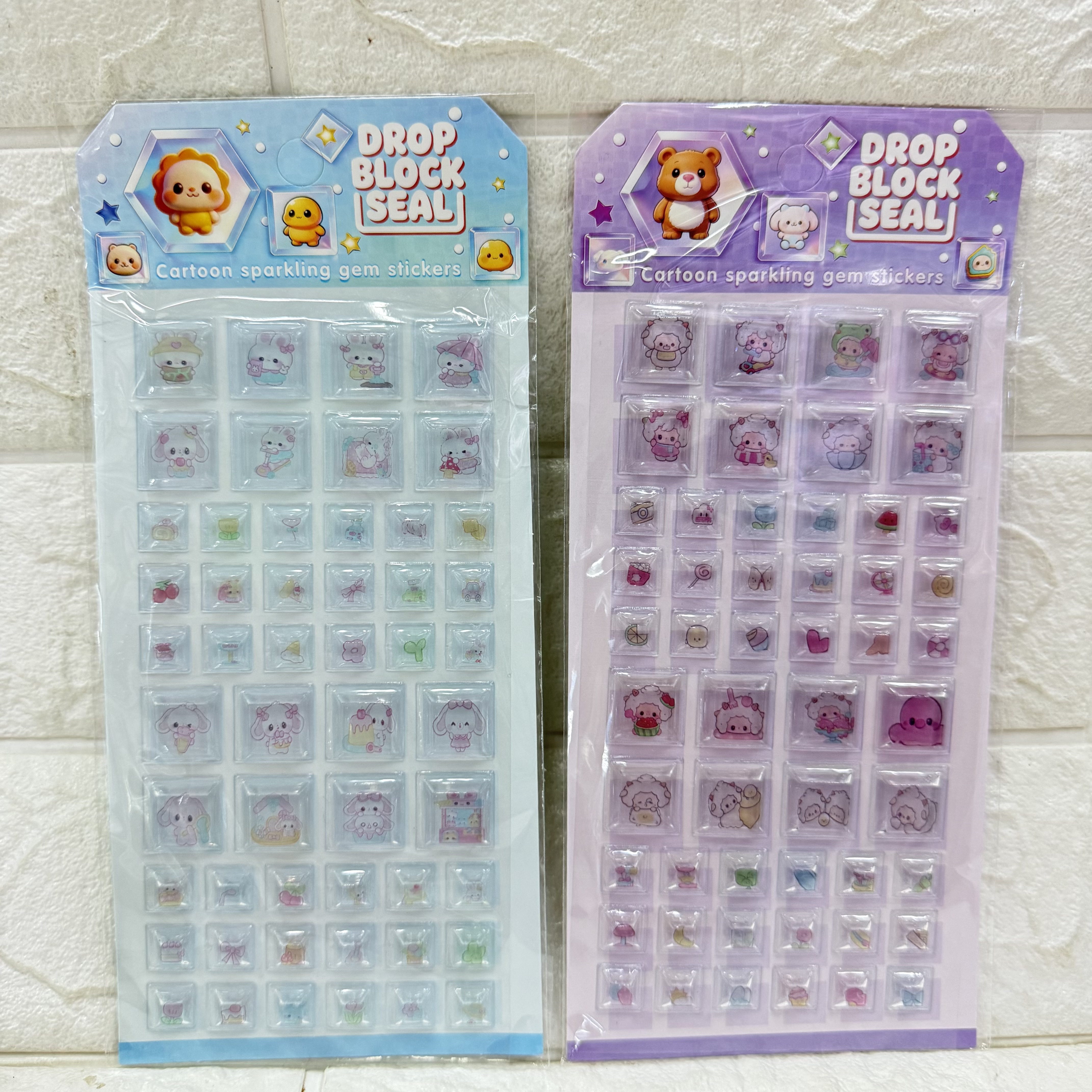 Cartoon 3D relief crystal three-dimensional stickers, square heart-shaped food animal diy mobile phone relief decorative stickers pic 10