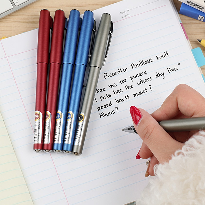 Baoke Yousu large-capacity quick-drying smooth gel pens are black, blue and red signature pens for students' exam assignments details Picture