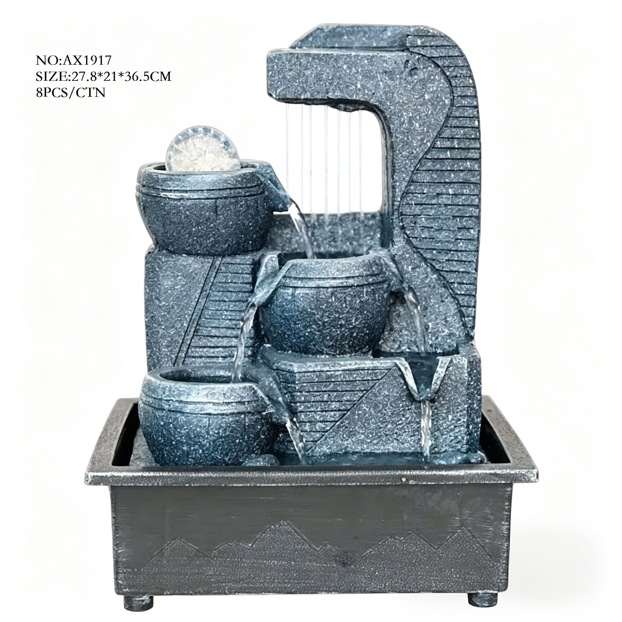 Trozos de agua corriente molino de viento rueda de agua humidificador de mesa escultura moderna fuente de agua corriente trozos de agua decoración