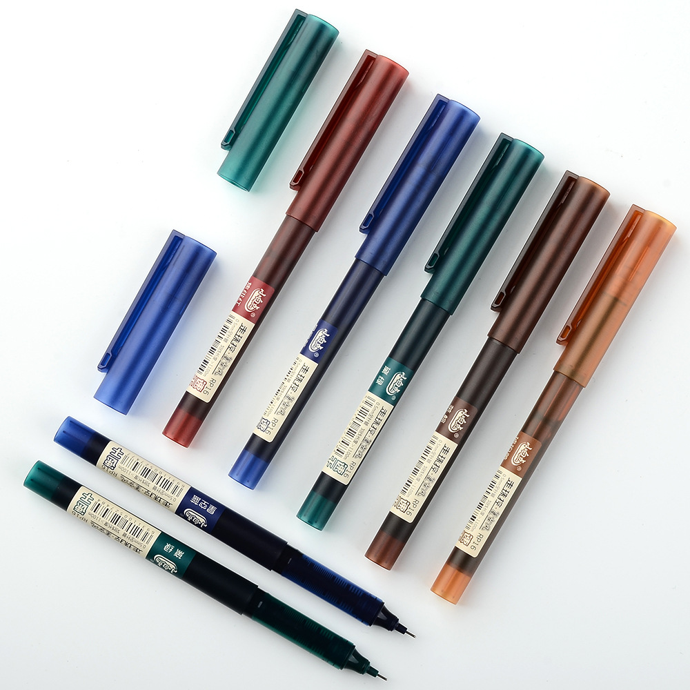 Small white dot straight liquid ballpoint pen, large-capacity color retro gel pen, full needle tube student notebook pen, quick-drying details Picture