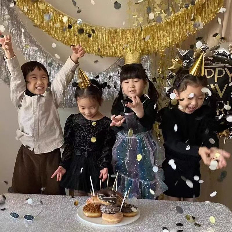 Wedding ribbon rain curtain decoration, colorful ribbon latte art, birthday party supplies details Picture