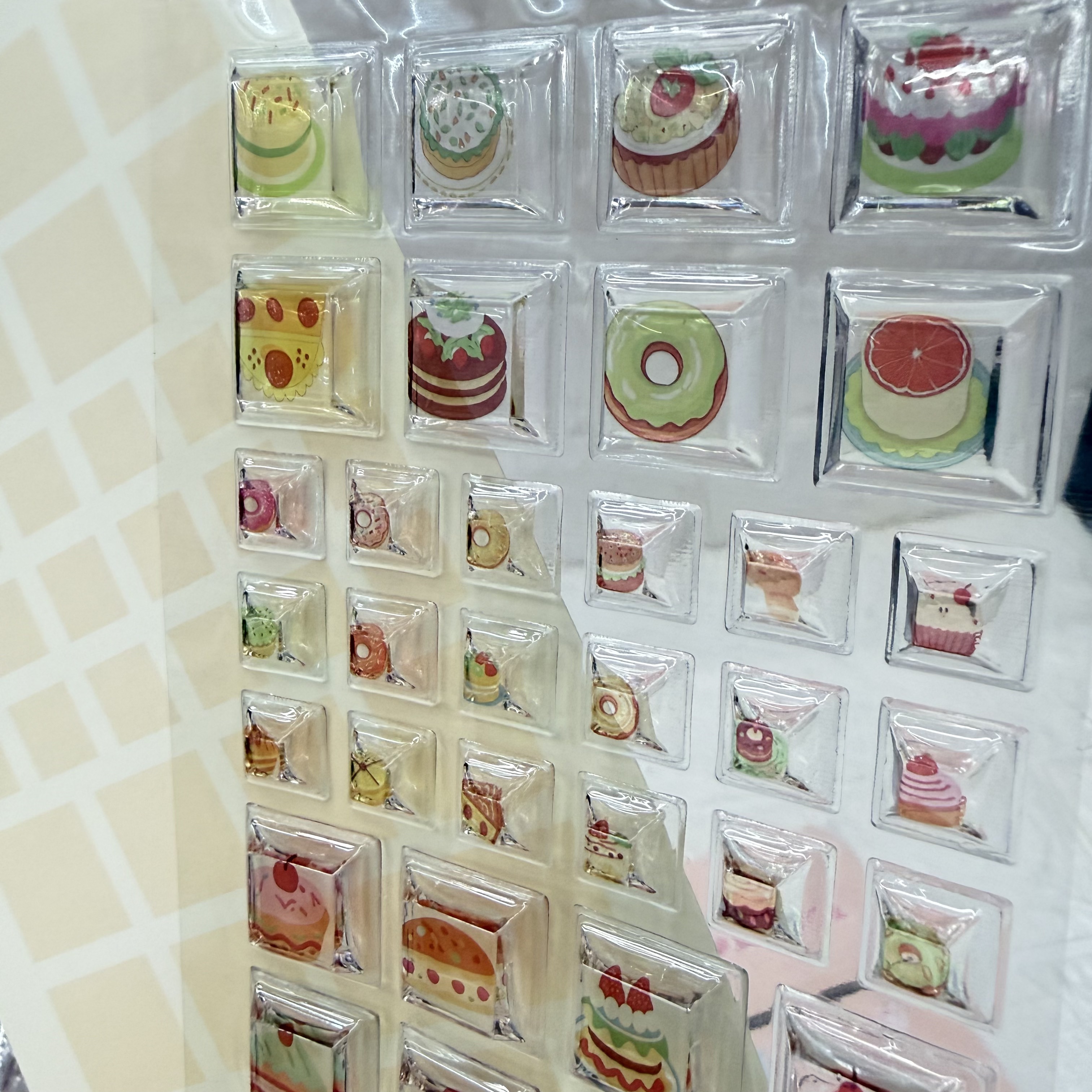 Cartoon 3D relief crystal three-dimensional stickers, square heart-shaped food animal diy mobile phone relief decorative stickers pic 11