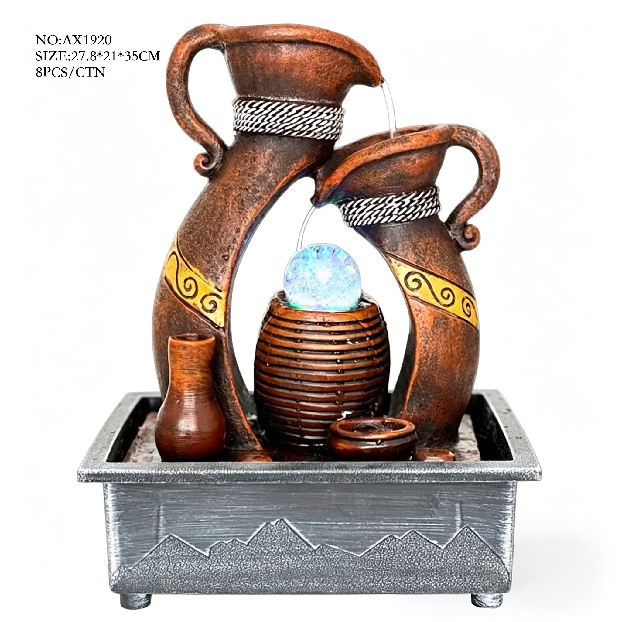 Artificial rockery water flow ornaments, windmills, water wheels, humidifiers, tabletons, modern sculptures, fountains, flowing water, artificial rockery decorative ornaments Application Scenario