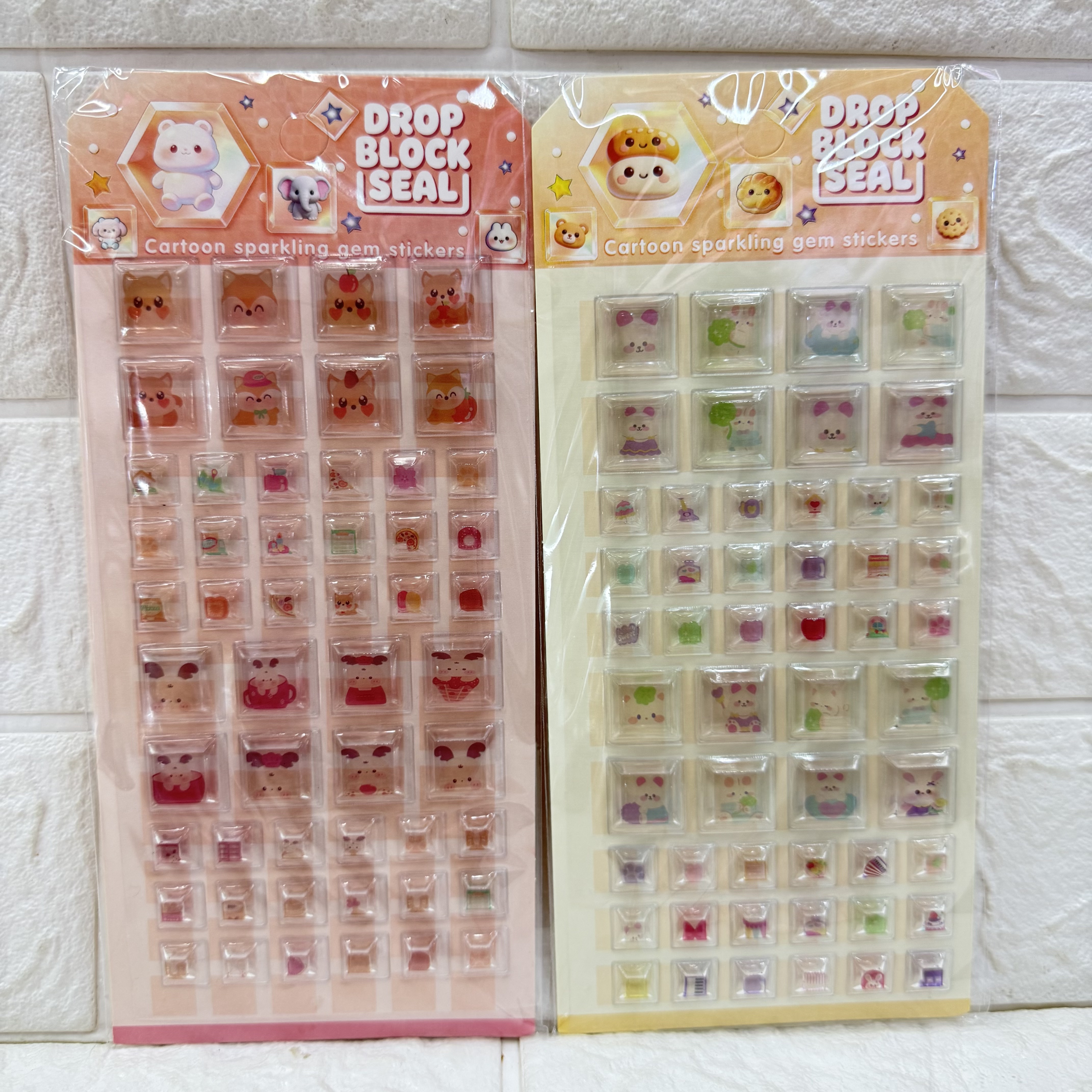 Cartoon 3D relief crystal three-dimensional stickers, square heart-shaped food animal diy mobile phone relief decorative stickers Application Scenario
