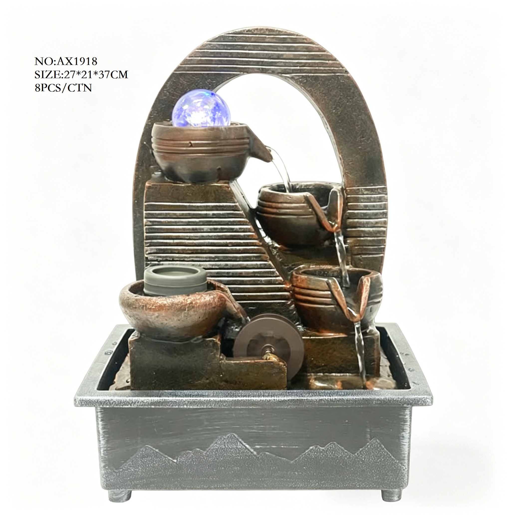 Artificial rockery water flow ornaments, windmills, water wheels, humidifiers, tabletons, modern sculptures, fountains, flowing water, artificial rockery decorative ornaments details Picture