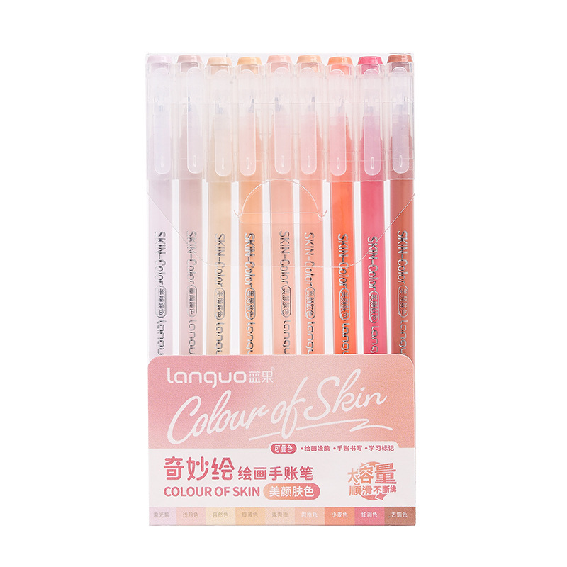 Bluefruit 0551 Morandi Color Planner Pen Set, Colorful large-capacity gel pen, student drawing needle tube Highlighter pen Item Picture